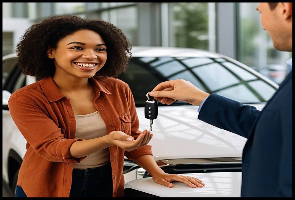 Woman buying car