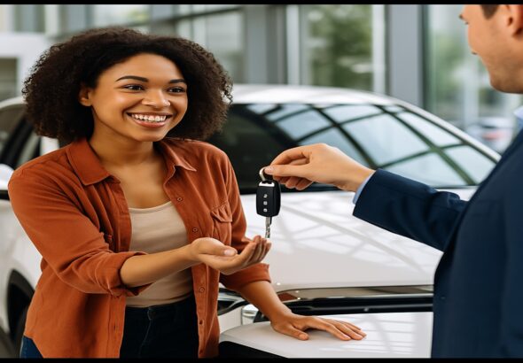 Woman buying car