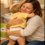 Mother Hugs Toddle after Potty Training
